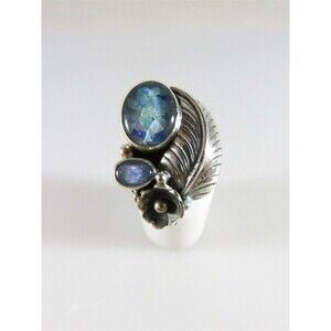 Lovely Opal Doublet Sterling Silver Native American Style Statement Ring Sz 7.25
